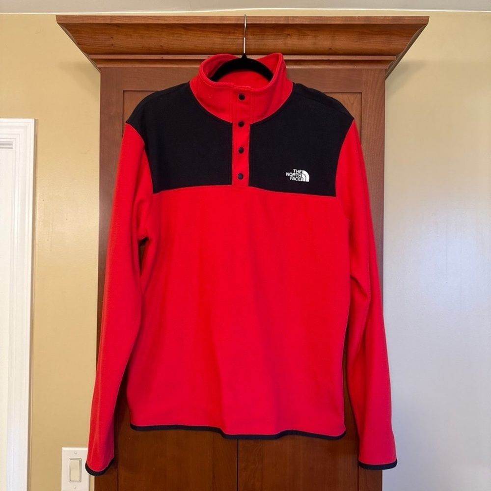 The North Face Red and Black Fleece Pullover